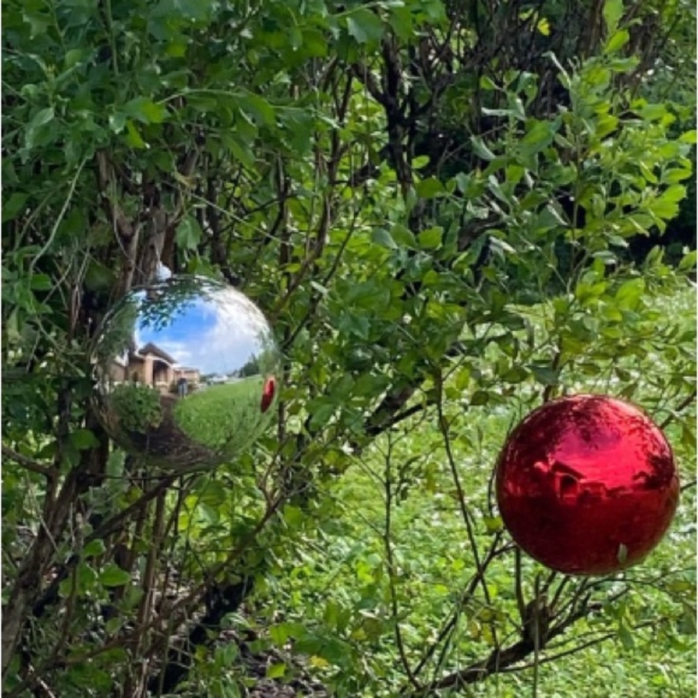 XMas 2 Red Huge balls & 2 Silver Huge Ball Inside or Outside Decorations
